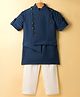 Little Bull Full Sleeves Solid Kurta Pyjama Set With Button Detailed Asymmetrical Jacket - Grey