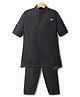 Little Bull Full Sleeves Beetle Brooch Detailed Asymmetrical Kurta Pyjama Set - Black