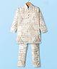 Little Bull Full Sleeves Geometric Embroidered Kurta Pyjama Set - Cream
