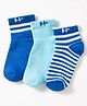 Honeyhap Premium Cotton Blend Bamboo Spandex Knit Striped Socks With Bio Finish  Pack of 3 -blue White & Light Blue