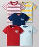 Babyhug Cotton Knit Half Sleeves Striped & Printed T-Shirts Pack of 5 - Multicolor