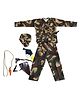 Itsmycostume Cotton Full Sleeves Camouflage Military Costume Set With Cap Gun & Other Accessories - Green