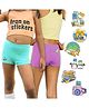 THE COVER UP PROJECT Modal Knit Pack Of 2 Solid Boy Shorts With Iron On Stickers - Light Blue & Lilac
