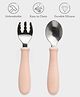 Mi Arcus Stainless Steel Spoon & Fork Set with Soft Grip Silicone Handle- Peach