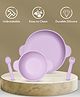 Mi Arcus Baby Magnetic Silicone Feeding Bowl & Plate Set with Spoon and Fork- Purple