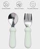 Mi Arcus Stainless Steel Spoon & Fork Set with Soft Grip Silicone Handle- Green