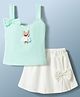 WOW Clothes Knitted Sleeveless Top & Skirt Set with Applique - Sea Green