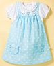 WOW Clothes Cotton Knit Frocks with Inner Tee Half Sleeves Blue 24-36 Months