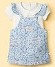 WOW Clothes Woven Frock & Half Sleeves Inner Tee With Floral Print - Light Blue