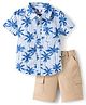 Babyhug Cotton Knit Half Sleeves Coconut Tree Printed Shirt & Shorts Set - Beige