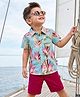 Babyhug Cotton Woven Half Sleeves Shirt & Shorts Set With Floral Print - Multicolor