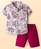 Babyhug Cotton Woven Half Sleeves Shirt & Shorts Set With Floral Print - Multicolor