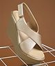 HVNLY by shoetopia Metallic Strap Detailed Velcro Closure Platform Heel Sandals - Gold