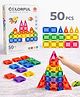 NEGOCIO 50 Pcs Magnet Tiles Building Blocks for Kids Magnetic Educational Learning STEM- PACK OF 1 - COLOR MAY VARY