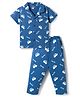 Teddy Sinker Knit Half Sleeves Shirt & Pyjama Co-ord Night Suit With Car Print - Navy Blue