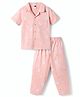 Teddy Sinker Knit Half Sleeves Shirt & Pyjama Co-ord Night Suit With Teddy Bear & Star Print - Pink