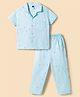 Teddy Sinker Knit Half Sleeves Shirt & Pyjama Co-ord Night Suit With Teddy Bear & Star Print - Mint Green