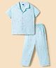 Teddy Sinker Knit Half Sleeves Shirt & Pyjama Co-ord Night Suit With Teddy Bear & Star Print - Mint Green