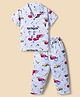 Teddy Sinker Knit Half Sleeves Shirt & Pyjama Co-ord Night Suit With Cars Print - Light Blue