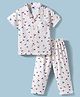 Teddy Sinker Knit Half Sleeves Co-ords Shirt & Pajama Night Suit with Ship Print - Beige