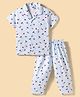 Teddy Sinker Knit Half Sleeves Co-ords Shirt & Pajama Night Suit with Ship Print - Light Blue