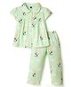 Teddy Sinker Knit Half Sleeves Top & Pyjama Co-ord Night Suit With Panda Print - Light Green