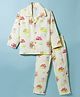 Rikidoos Cotton Woven Full Sleeve Co-ords Shirt & Pajama Night Suit with Farm Print - Lemon