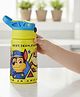Disney by Gluman Maho Stainless Steel Water Bottle Easy Carry, Leak Proof Straw, Vacuum Insulated With Paw Petrol Print 300 ml - Yellow
