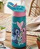Disney by Gluman Maho Stainless Steel Water Bottle Easy Carry, Leak Proof Straw, Vacuum Insulated With Stitch Print 300 ml - Light Blue