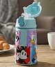 Disney by Gluman Starlight Stainless Steel Water Bottle One-Press Leak-Proof Straw, Vacuum-Insulated With Mickey Print 300 ml - Blue