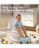 Potty-Training Toilet for Toddlers Realistic Design | Storage Tank for Wipes and Tissues | Removable Bowl | Soft Seat | Splash Guard | Easy to Clean | Realistic Flush Sound with Music  White Grey
