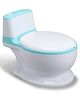 Potty Training Toilet for Toddlers - White Green| Realistic Design| Storage Tank for Wipes and Tissues| Removable Bowl| Soft Seat| Splash Guard| Easy to Clean and Maintain