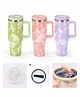 Sanjary 1200ml Tie Dye Stainless Steel Tumbler With Handle Straw Lid Reusable Insulated Travel Mug For Hot Cold Drinks Daily Use color design may vary