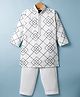 Little Bull Full Sleeves Geometric Embroidered Kurta Pyjama Set - White