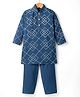 Little Bull Full Sleeves Geometric Embroidered Kurta Pyjama Set - Blue