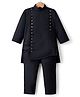 Little Bull Full Sleeves Button Embellished Kurta Pyjama Set - Black