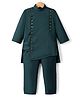 Little Bull Full Sleeves Button Embellished Kurta Pyjama Set - Green