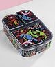 Marvel by SKI Trio 3 Compartment Plastic Bento Snack Box Avengers Print - Black