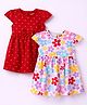 Babyhug Cotton Knit Frocks with Bow Detail Multi Color 9-12 Months