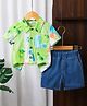 Mark & Mia Cotton Half Sleeves Printed Shirt & Shorts Set - Green