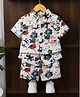 Mark & Mia Cotton Half Sleeves Shirt & Shorts Co-ord Set With Floral Print - White