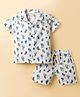 Ollypop Textile Woven Half Sleeves Co-ords Shirt & Shorts Night Suit with Chill Print -Light Blue