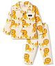 WOW Clothes Sinker Knit Full Sleeves Shirt & Pyjama Co-Ord Night Suit With Lion Print - Golden