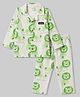 WOW Clothes Sinker Knit Full Sleeves Shirt & Pyjama Co-Ord Night Suit With Lion Print - Green
