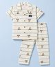 WOW Sinker Knit Half Sleeves Shirt & Pyjama Co-ords Night Suit With Animal Print - Sky Blue