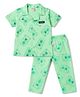 WOW Clothes Sinker Knit Half Sleeves Shirt & Pyjama Co-Ord Night Suit With Bear Print - Green