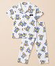 WOW Sinker Knit Half Sleeves Shirt & Pyjama Co-ords Night Suit With Bear Print - Blue