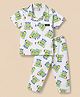 WOW Sinker Knit Half Sleeves Shirt & Pyjama Co-ords Night Suit With Bear Print - Blue