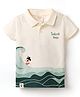 Ollypop Cotton Knit Half Sleeves Beach Theme Printed T-Shirt - Green