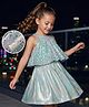 Hola Bonita Knit Sleeveless Halter Neck Shimmer Party Dress With Sequin Detailing - Mint
